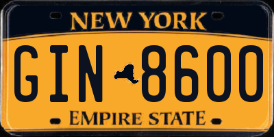 NY license plate GIN8600