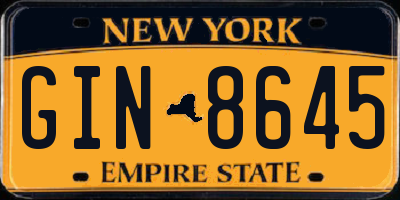 NY license plate GIN8645