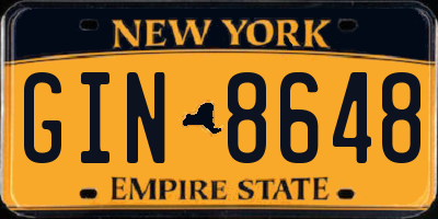 NY license plate GIN8648