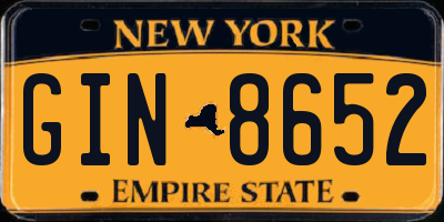 NY license plate GIN8652