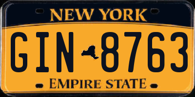 NY license plate GIN8763