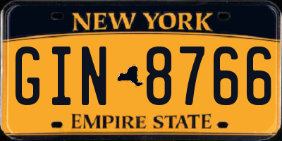 NY license plate GIN8766
