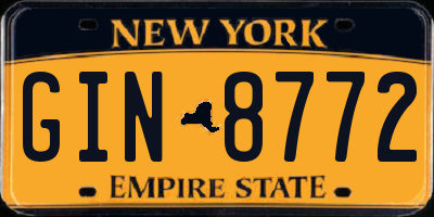 NY license plate GIN8772