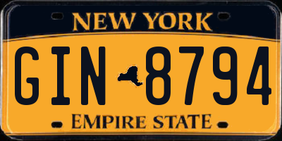 NY license plate GIN8794