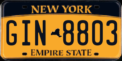 NY license plate GIN8803