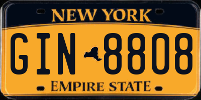 NY license plate GIN8808