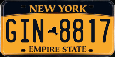 NY license plate GIN8817