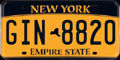 NY license plate GIN8820