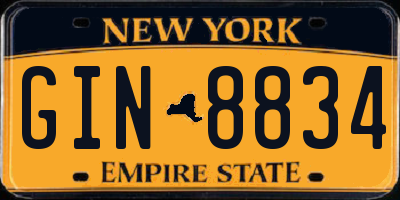 NY license plate GIN8834