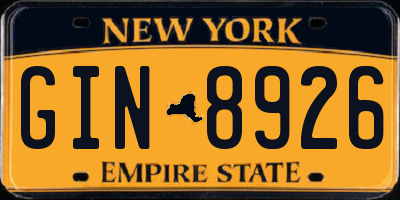 NY license plate GIN8926