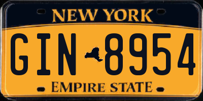 NY license plate GIN8954