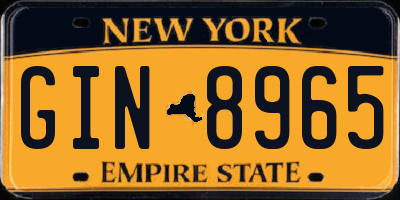 NY license plate GIN8965