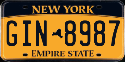 NY license plate GIN8987