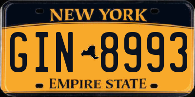 NY license plate GIN8993