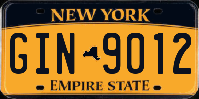 NY license plate GIN9012