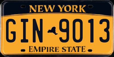 NY license plate GIN9013