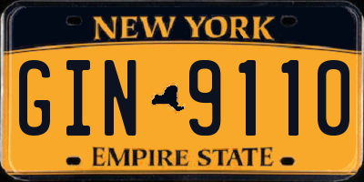 NY license plate GIN9110