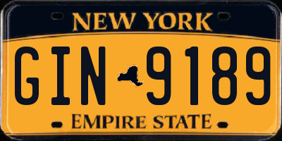 NY license plate GIN9189
