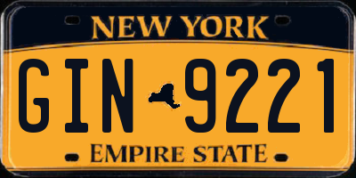 NY license plate GIN9221