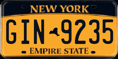 NY license plate GIN9235