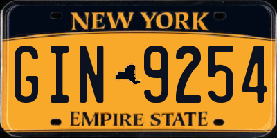 NY license plate GIN9254