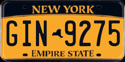 NY license plate GIN9275