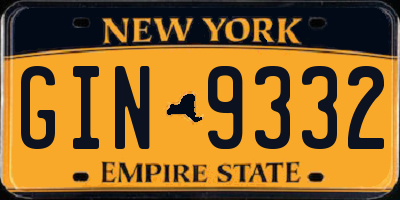 NY license plate GIN9332