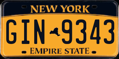 NY license plate GIN9343
