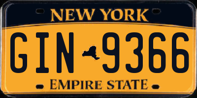 NY license plate GIN9366