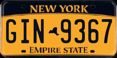 NY license plate GIN9367