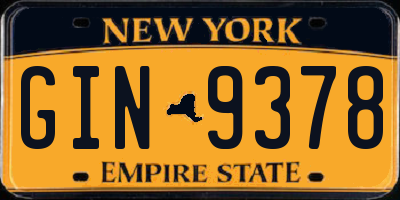 NY license plate GIN9378