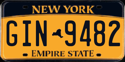 NY license plate GIN9482