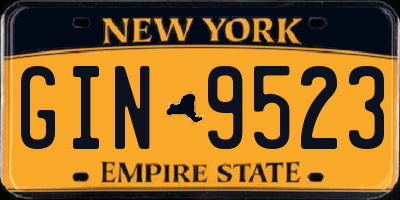 NY license plate GIN9523
