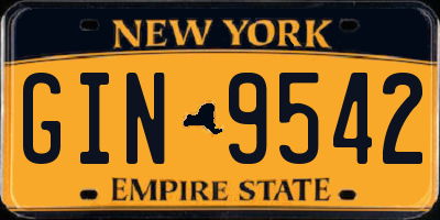 NY license plate GIN9542