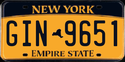 NY license plate GIN9651