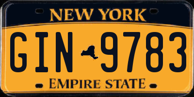 NY license plate GIN9783
