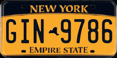 NY license plate GIN9786