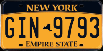 NY license plate GIN9793