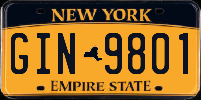 NY license plate GIN9801