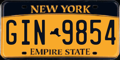 NY license plate GIN9854
