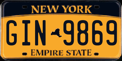 NY license plate GIN9869