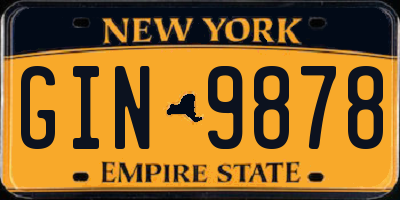 NY license plate GIN9878