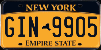 NY license plate GIN9905