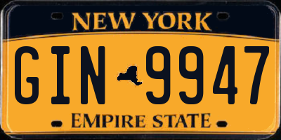 NY license plate GIN9947