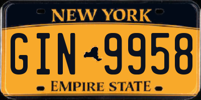 NY license plate GIN9958