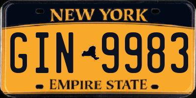 NY license plate GIN9983