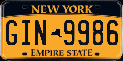 NY license plate GIN9986
