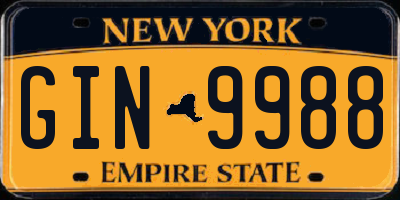 NY license plate GIN9988