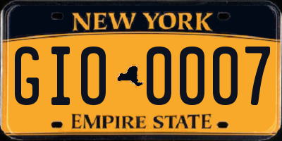 NY license plate GIO0007