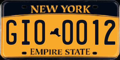 NY license plate GIO0012
